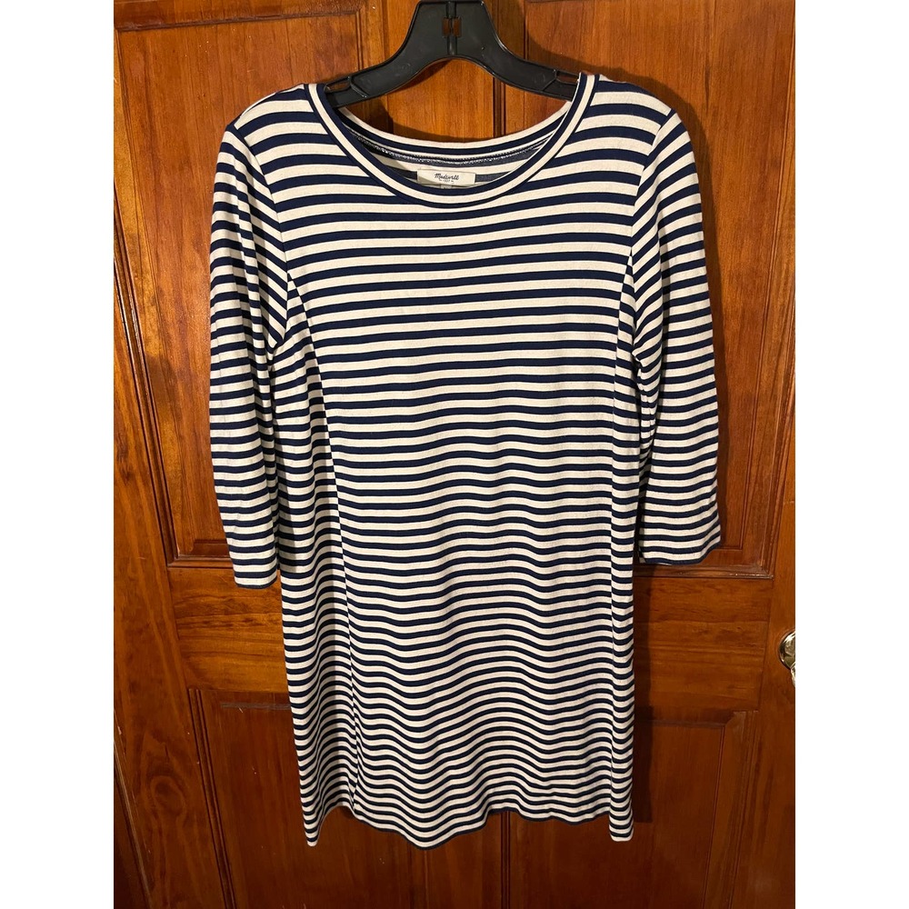 Madewell Classic Navy/Off White Striped Dress EUC sz M